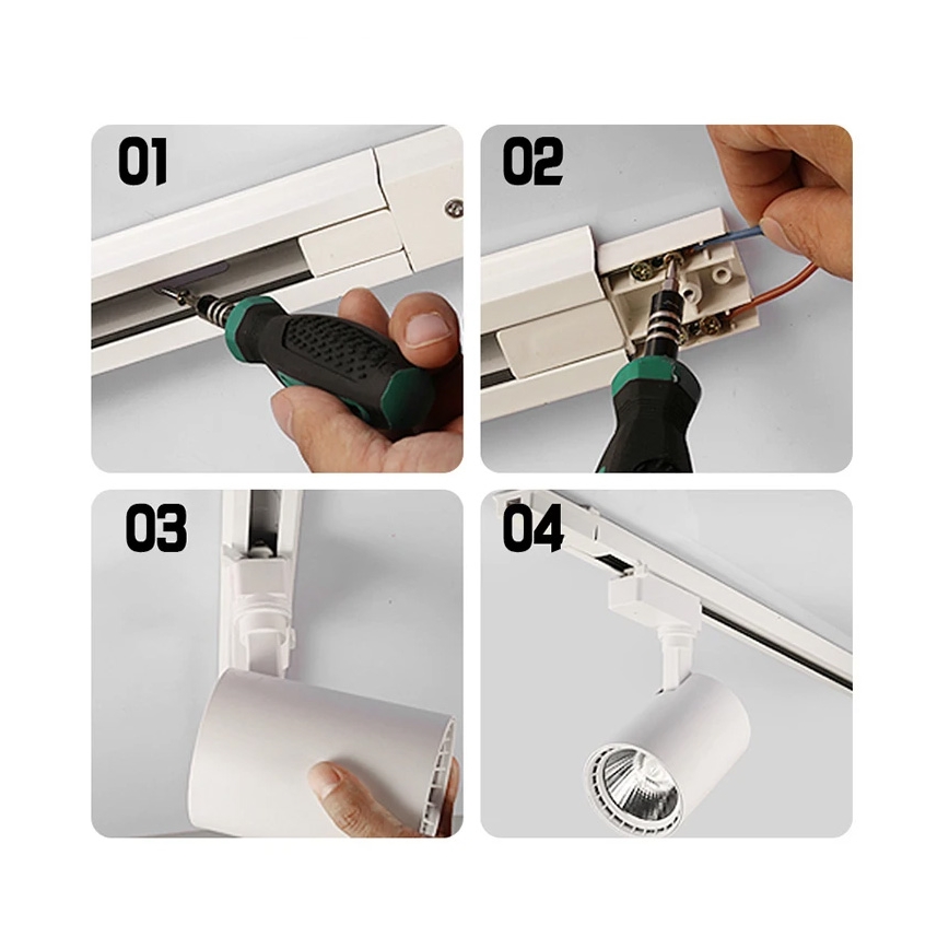 Kohdevalo kiskojärjestelmään 8xGU10/25W/230V 4 m musta