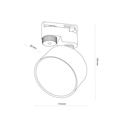 Kohdevalo 1-vaiheiselle kiskojärjestelmälle AVIA 1xGX53/15W/230V valkoinen