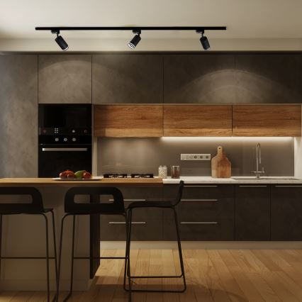 Kohdevalo kiskojärjestelmään PARIISI 3xGU10/10W/230V + 1 m kisko systeemi musta