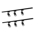 Kohdevalo kiskojärjestelmään PARIISI 6xGU10/10W/230V + 2x1 m kisko systeemi musta