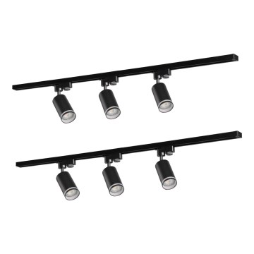 Kohdevalo kiskojärjestelmään PARIISI 6xGU10/10W/230V + 2x1 m kisko systeemi musta