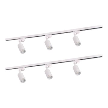 Kohdevalo kiskojärjestelmään PARIISI 6xGU10/10W/230V + 2x1 m kisko systeemi valkoinen