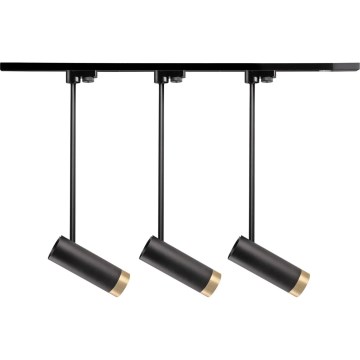 Kohdevalo kiskojärjestelmään PORTO 3xGU10/10W/230V + 1 m kiskojärjestelmä musta