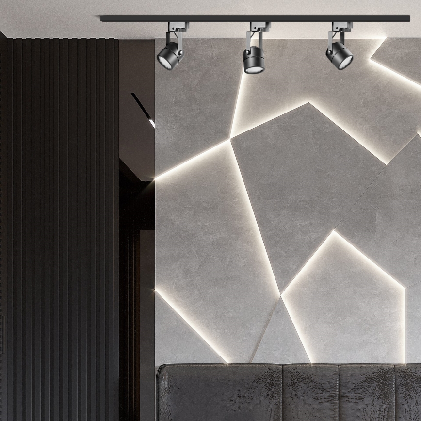 Kohdevalo kiskojärjestelmään PRAHA 3xGU10/10W/230V musta