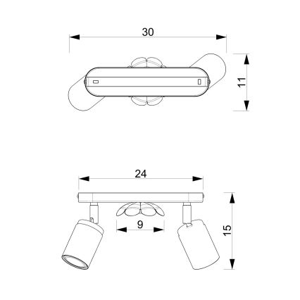 Kohdevalo KUKKA 2xGU10/8W/230V valkoinen