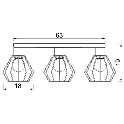 Kohdevalo LETI 3xE27/15W/230V musta