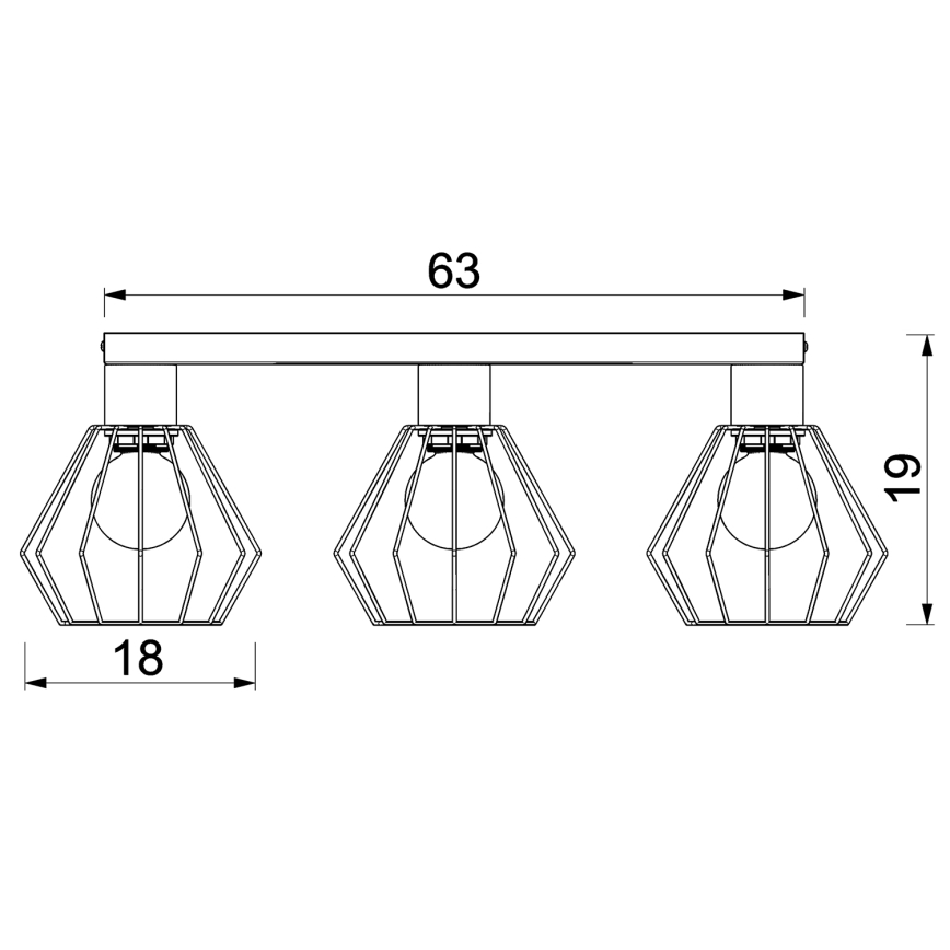 Kohdevalo LETI 3xE27/15W/230V musta