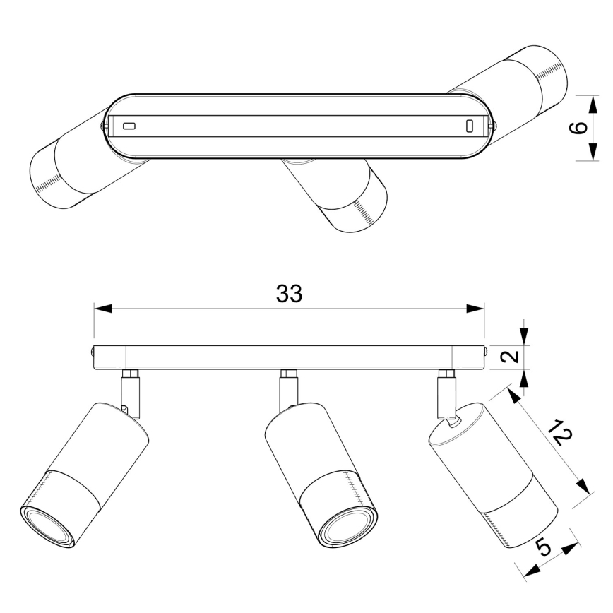 Kohdevalo LINK 3xGU10/8W/230V musta/messinki