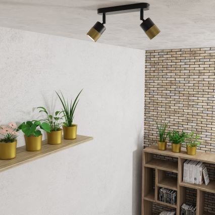 Kohdevalo MIZU 2xGU10/8W/230V musta/messinki