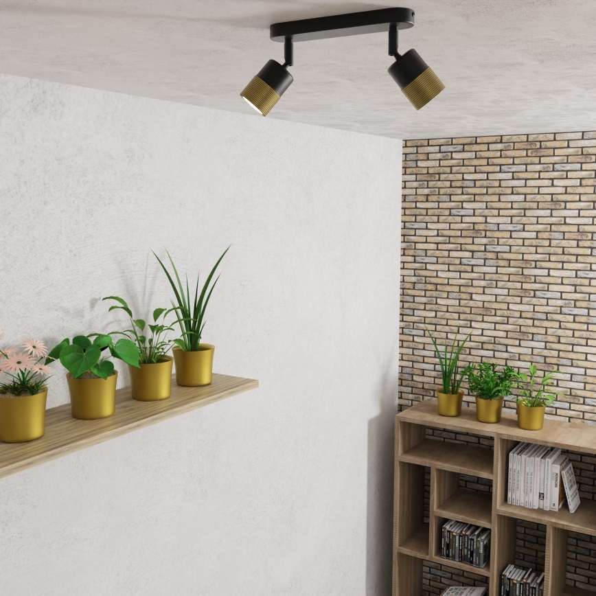 Kohdevalo MIZU 2xGU10/8W/230V musta/messinki