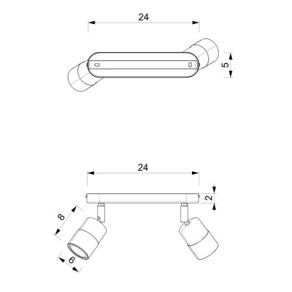 Kohdevalo MIZU 2xGU10/8W/230V musta/messinki