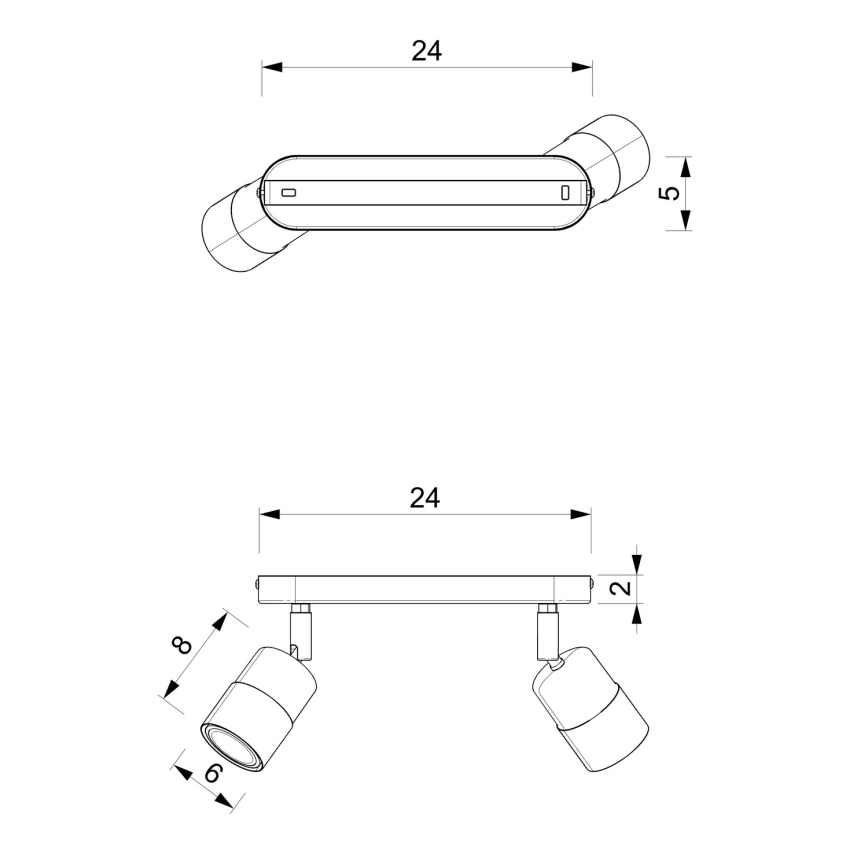Kohdevalo MIZU 2xGU10/8W/230V musta/messinki