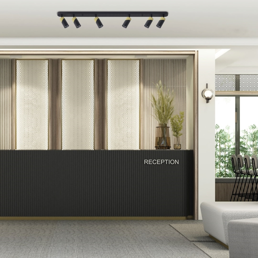 Kohdevalo NEO 6xGU10/8W/230V musta/kulta