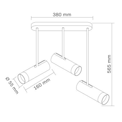 Kohdevalo PORTO 3xGU10/10W/230V musta