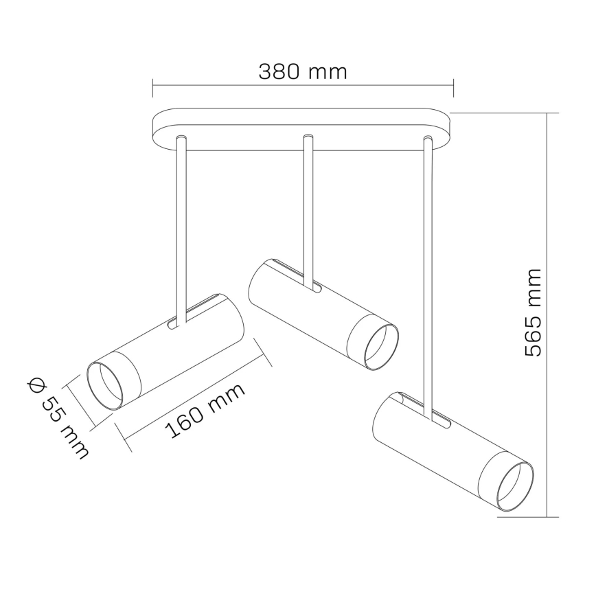 Kohdevalo PORTO 3xGU10/10W/230V musta