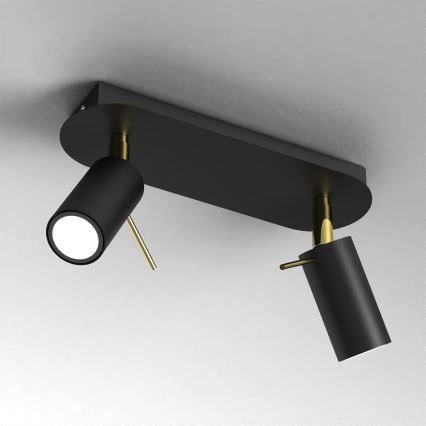 Kohdevalo PRESTON 2xGU10/MR11/40W/230V musta/kulta