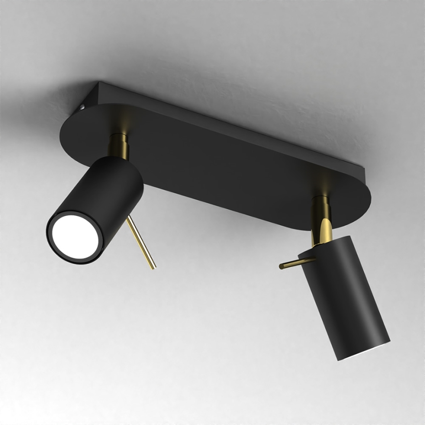 Kohdevalo PRESTON 2xGU10/MR11/40W/230V musta/kulta