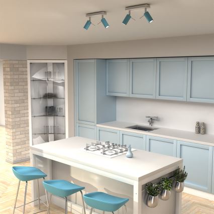 Kohdevalo PRESTON 2xGU10/MR11/40W/230V sininen