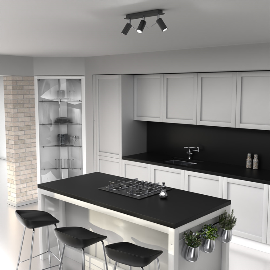 Kohdevalo PRESTON 3xGU10/MR11/40W/230V musta