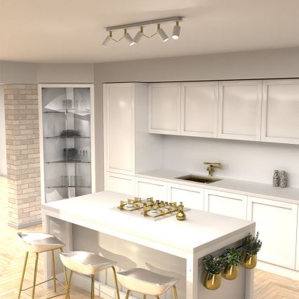 Kohdevalo PRESTON 5xGU10/MR11/40W/230V valkoinen/kulta