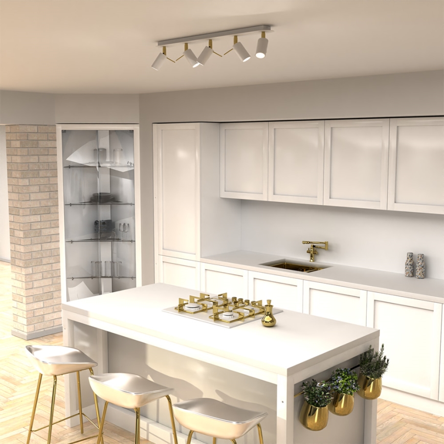 Kohdevalo PRESTON 5xGU10/MR11/40W/230V valkoinen/kulta