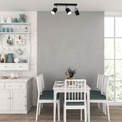 Kohdevalo RENO 3xGU10/8W/230V musta/kiiltävä kromi