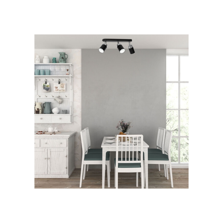 Kohdevalo RENO 3xGU10/8W/230V musta/kiiltävä kromi