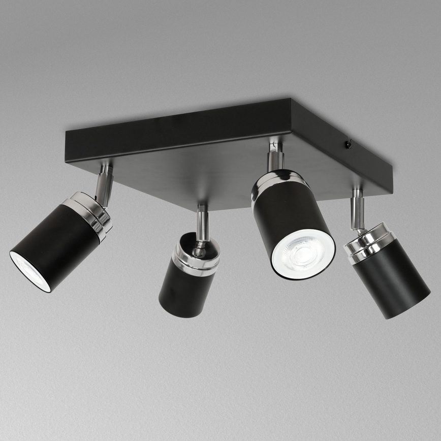 Kohdevalo RENO 4xGU10/8W/230V musta/kiiltävä kromi