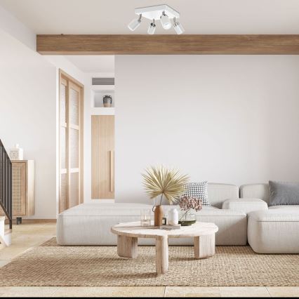 Kohdevalo RENO 4xGU10/8W/230V valkoinen/kiiltävä kromi