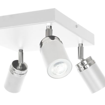 Kohdevalo RENO 4xGU10/8W/230V valkoinen/kiiltävä kromi
