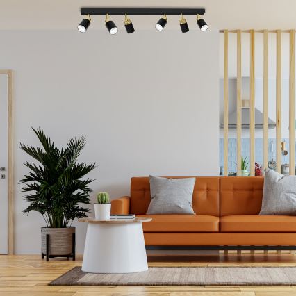 Kohdevalo RENO 6xGU10/8W/230V musta/kulta