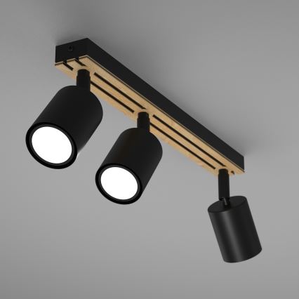 Kohdevalo TERRA 3xGU10/8W/230V musta/tammi
