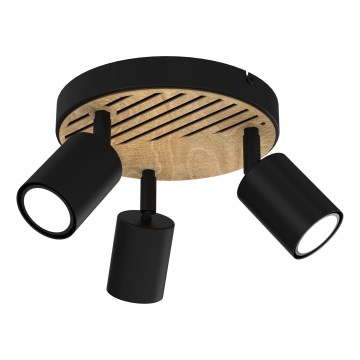 Kohdevalo TERRA 3xGU10/8W/230V musta/tammi