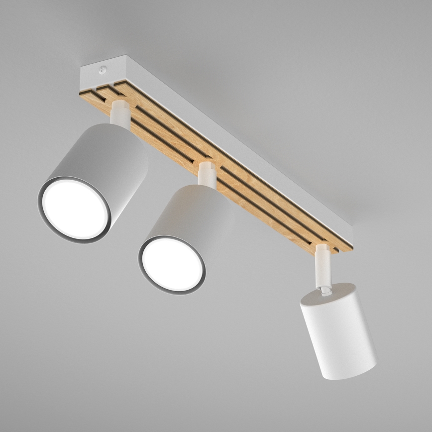 Kohdevalo TERRA 3xGU10/8W/230V valkoinen/tammi