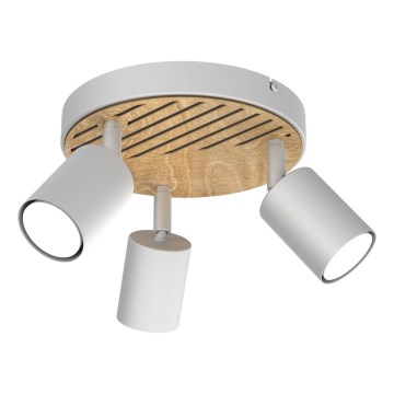 Kohdevalo TERRA 3xGU10/8W/230V valkoinen/tammi