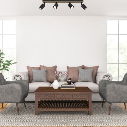 Kohdevalo TERRA 4xGU10/8W/230V musta/tammi