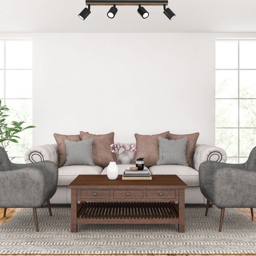 Kohdevalo TERRA 4xGU10/8W/230V musta/tammi