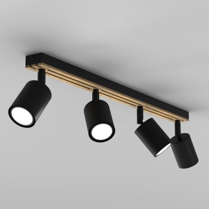 Kohdevalo TERRA 4xGU10/8W/230V musta/tammi