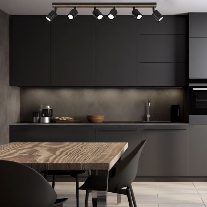 Kohdevalo TERRA 6xGU10/8W/230V musta/tammi