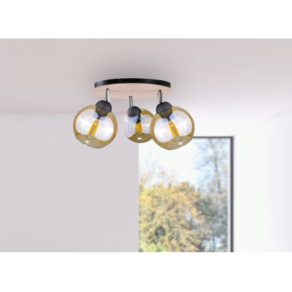 Kohdevalo THEA WOOD 3xE27/60W/230V d. 30 cm