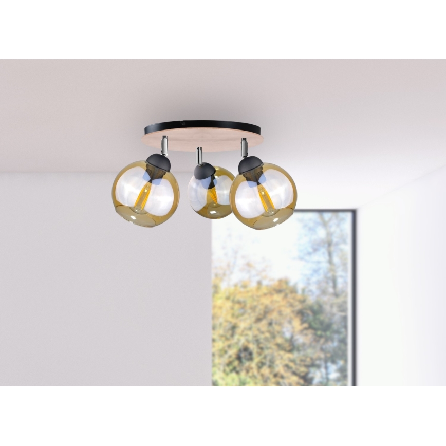 Kohdevalo THEA WOOD 3xE27/60W/230V d. 30 cm