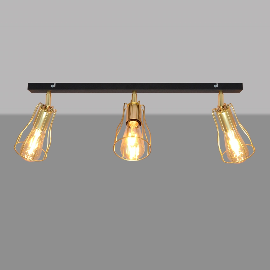Kohdevalo TUBE 3xE27/15W/230V kultainen/musta