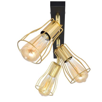 Kohdevalo TUBE 3xE27/15W/230V kultainen/musta