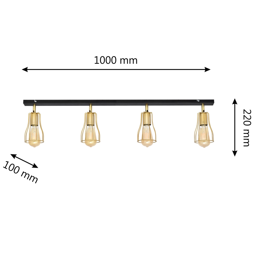 Kohdevalo TUBE 4xE27/15W/230V kultainen/musta