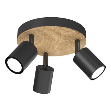 Kohdevalo TULON 3xGU10/8W/230V musta/tammi