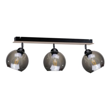 Kohdevalo UNO WOOD 3xE27/60W/230V musta/ruskea