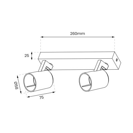 Kohdevalo VOLF 2xGU10/10W/230V kulta/musta