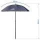 Kokoontaitettava aurinkovarjo d. 1,8 m harmaa