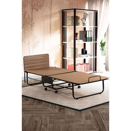 Taitettava metallinen yhden hengen sänky patjalla HERON 80 x 190 cm, valkoinen, kantavuus 120 kg