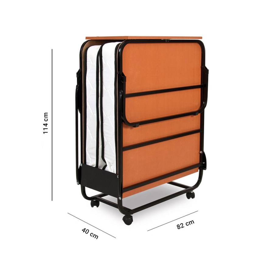 Taitettava metallinen yhden hengen sänky patjalla HERON 80 x 190 cm, valkoinen, kantavuus 120 kg